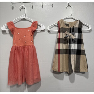 Lot of 2 Dresses Cat&Jack Flutter Sleeve Tutu & Tomodel Plaid Dress Girls 4